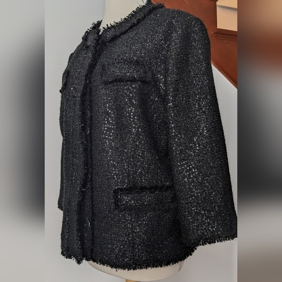 Chicos black silver shimmery blazer Size 2 - Picture 5 of 6